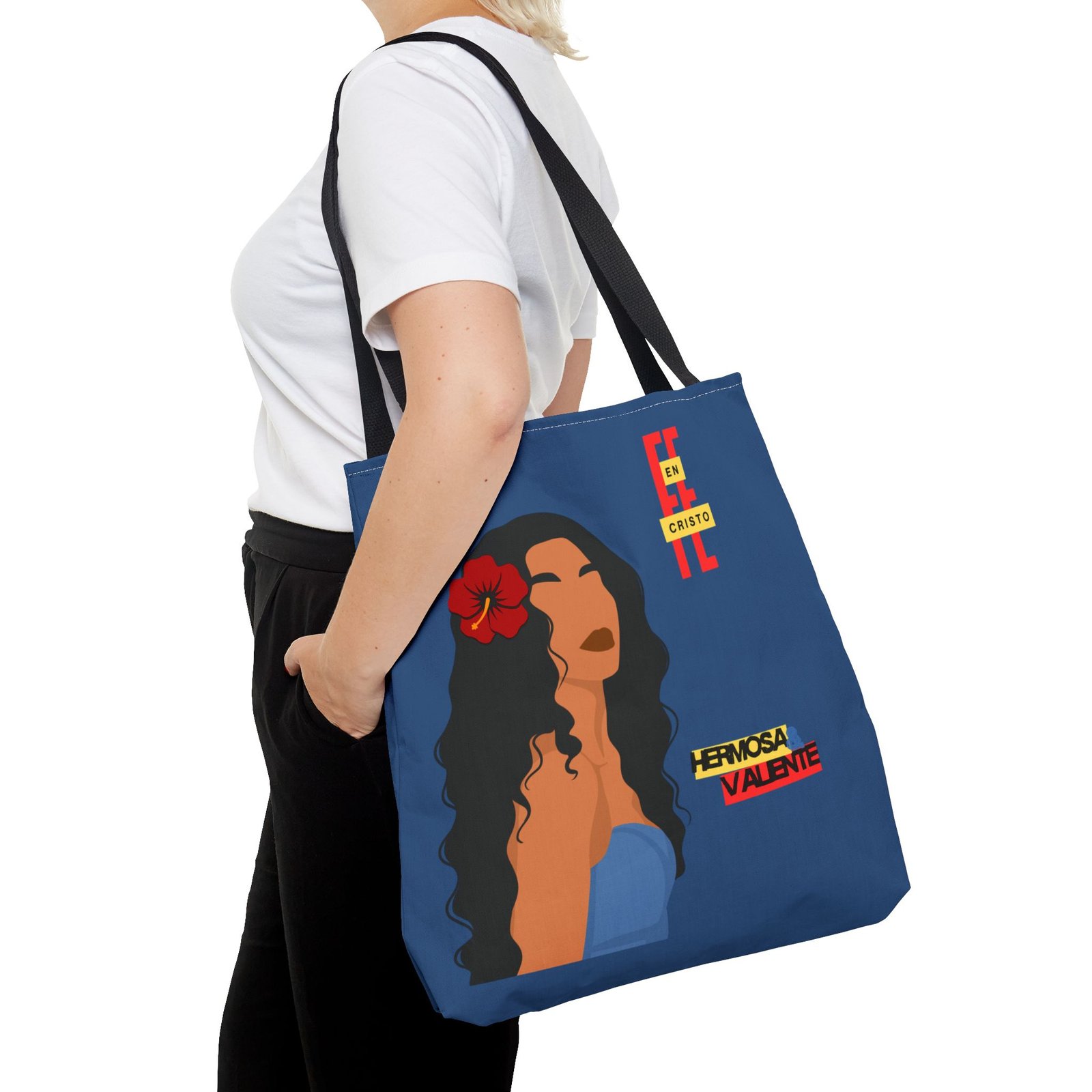'Fe En Cristo: Hermosa & Valiente' Blue Regatta - Tote Bag - Image 5