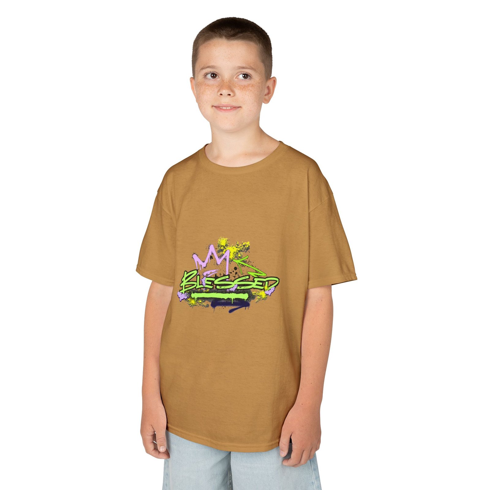 'Blessed' Graffiti - Kids Tee - Image 15