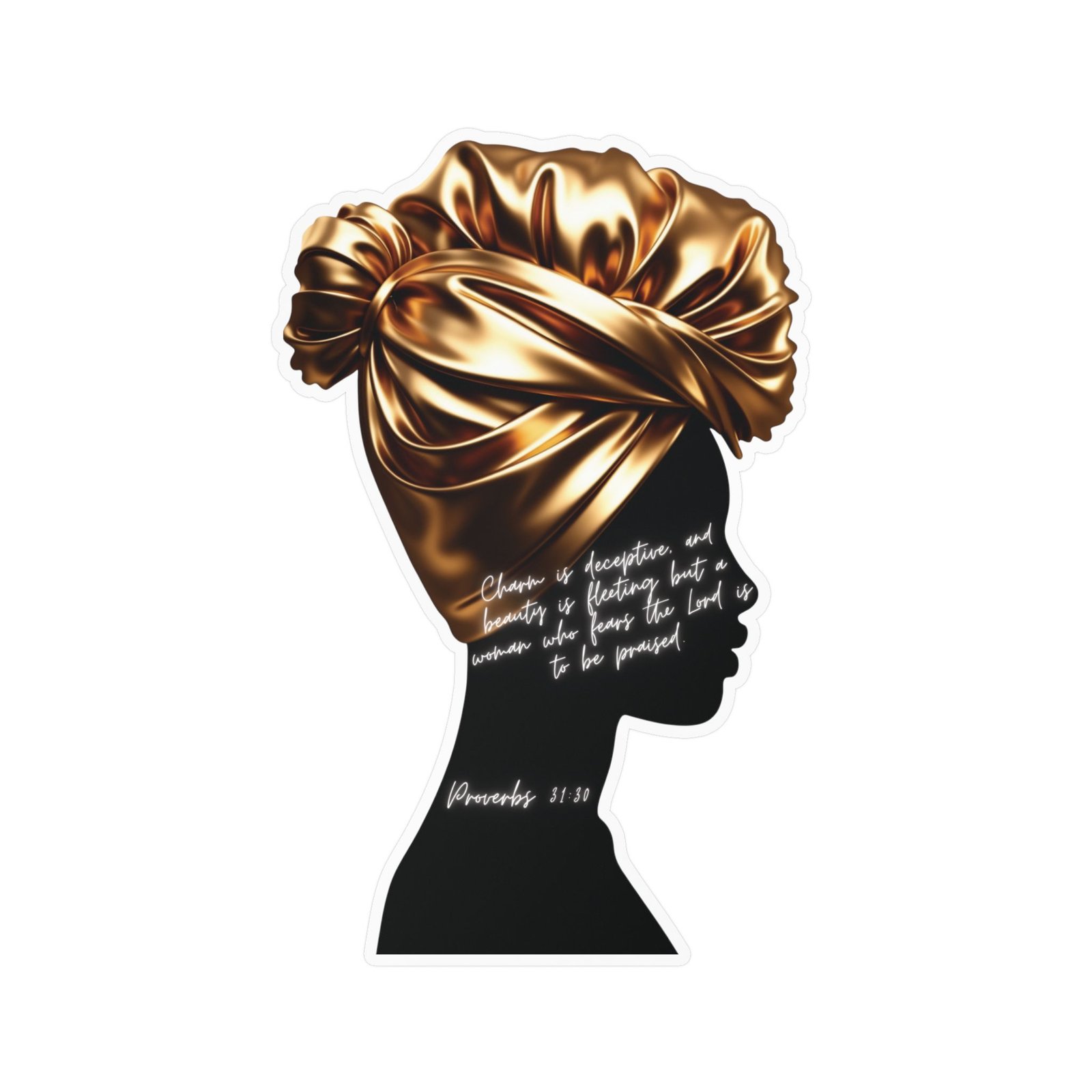 Proverbs 31:30: Gold Headwrap— Sticker - Image 13