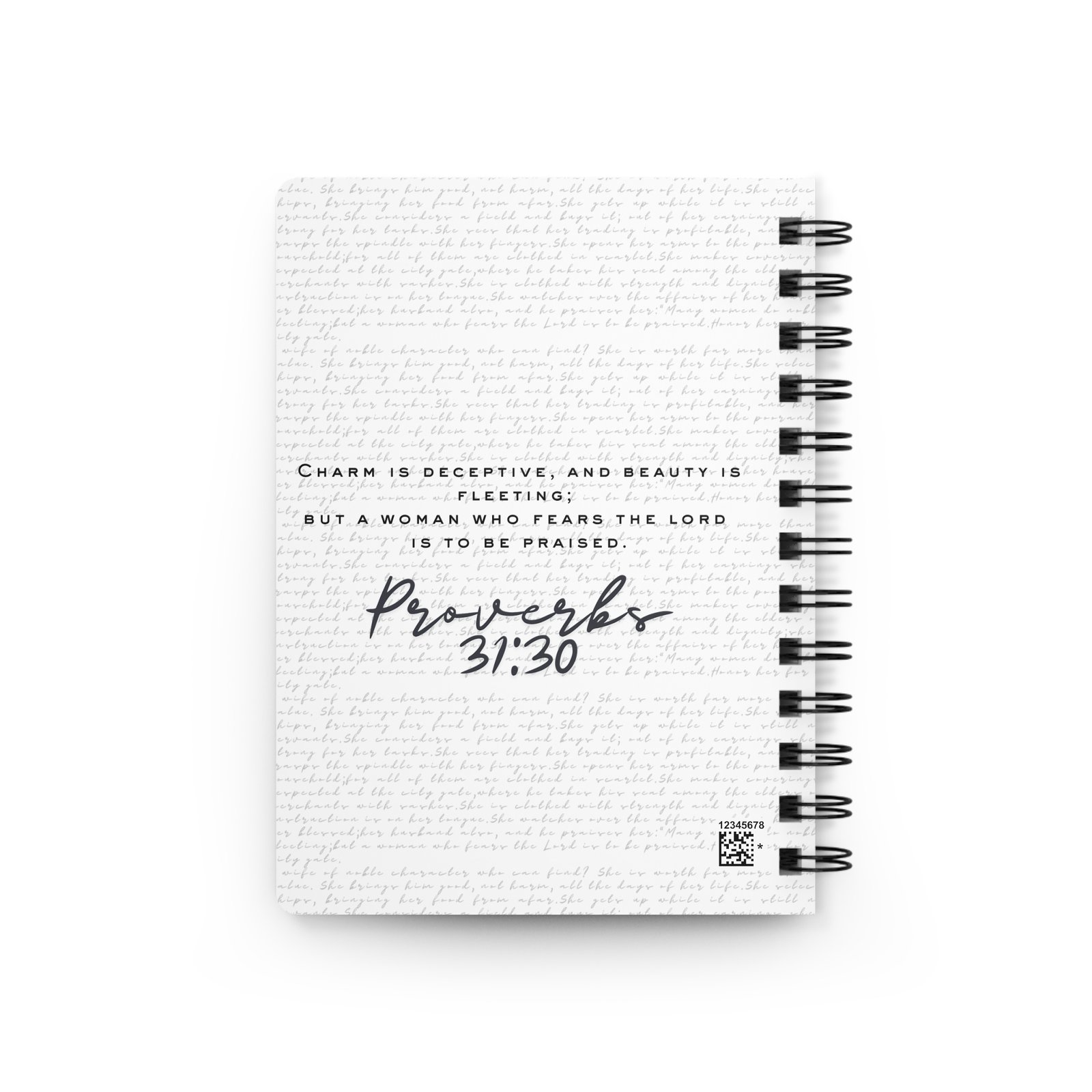 Proverbs 31:30: Gold Scarf— Spiral Notebook - Image 2