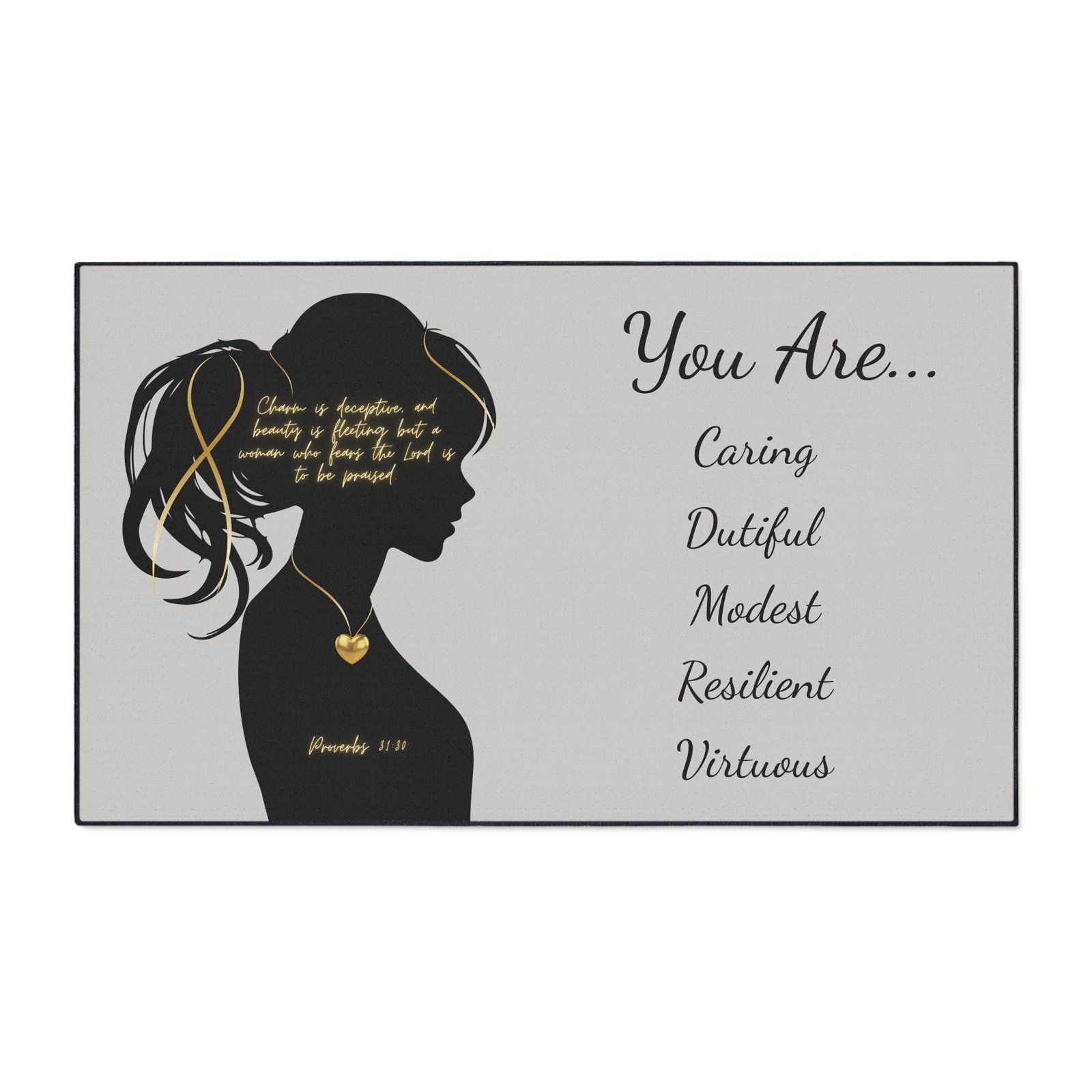 'You Are': Gold Heart — Proverbs 31 Woman Floor Mat - Image 2
