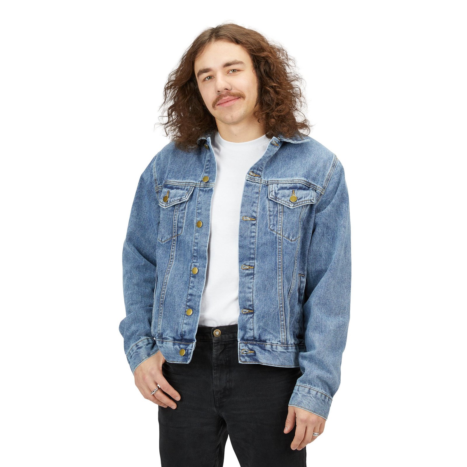 Matthew 6:9-10 Lion Prayer — Men's Denim Jacket - Image 3