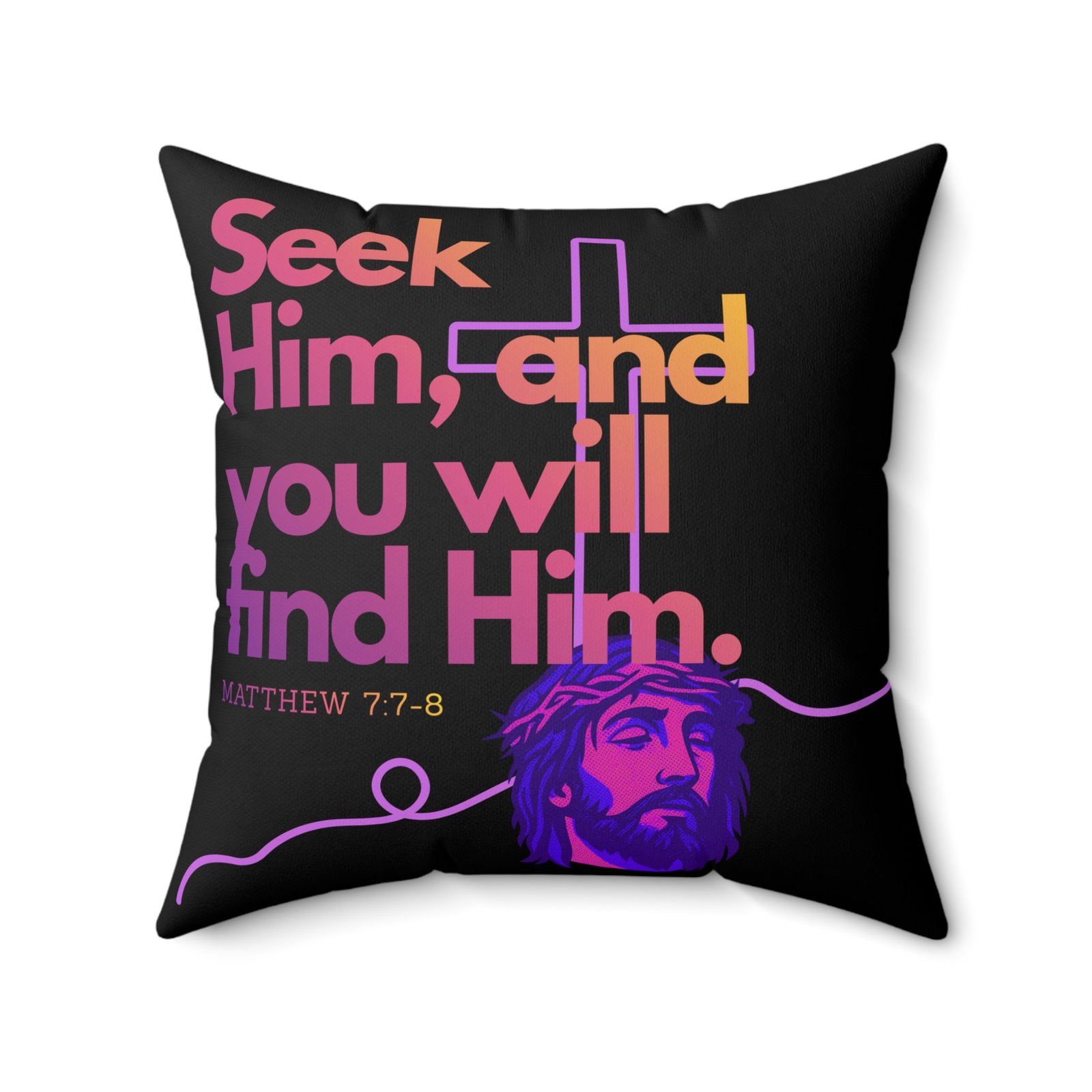 Seek Him: Matthew 7:7-8 Throw Pillow - Image 7