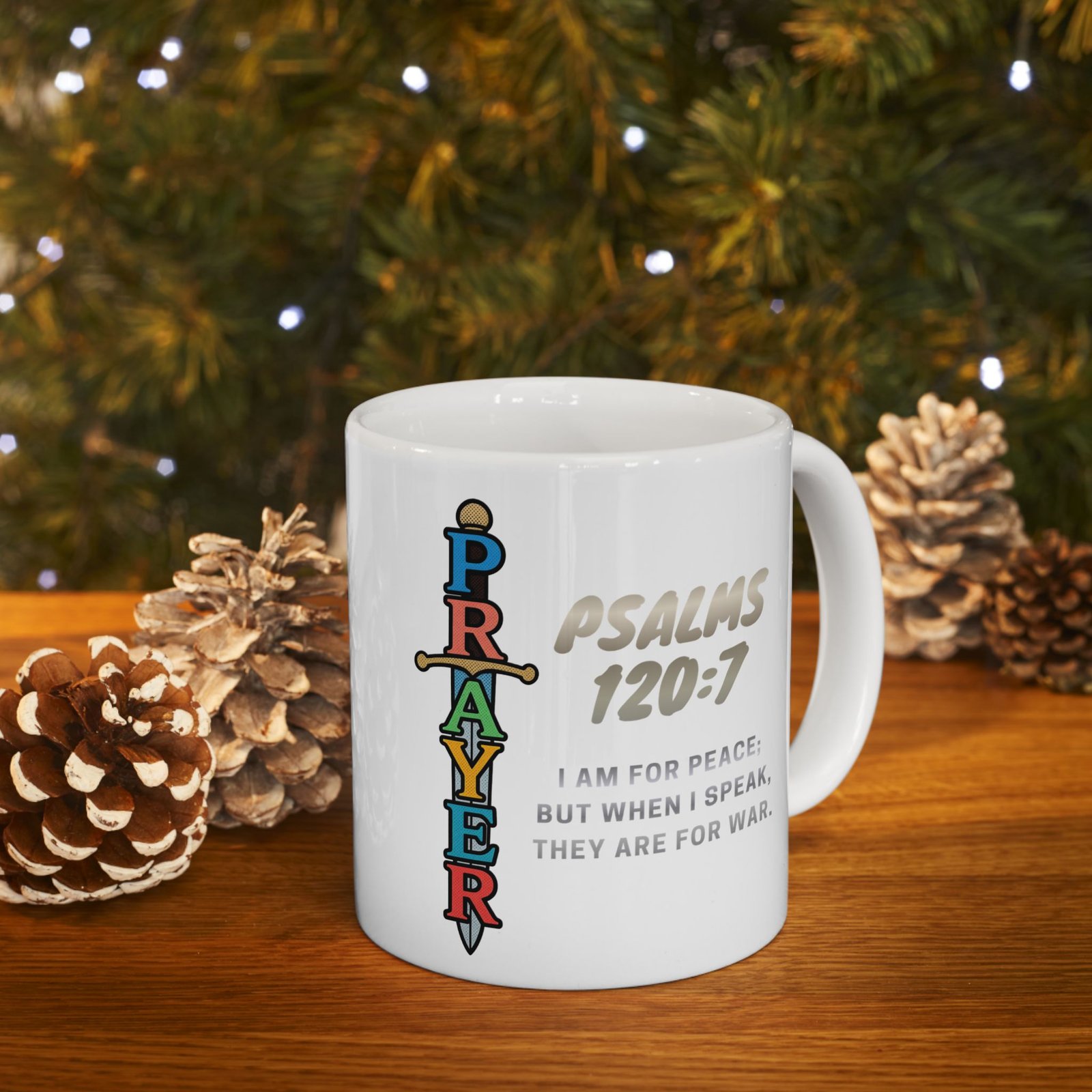 Psalm 120:7: Prayer Sword - Ceramic Mug - Image 4