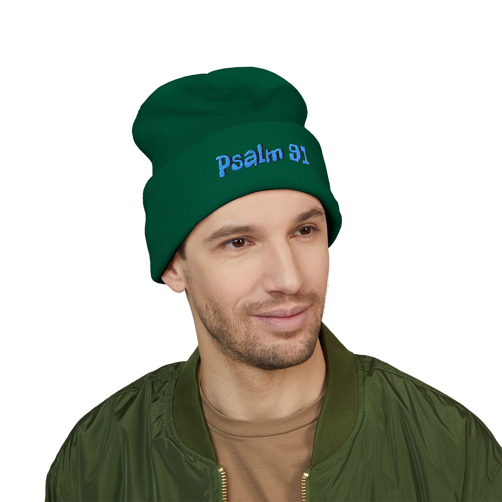 Psalm 91 Embroidered Cuffed Beanie - Image 12