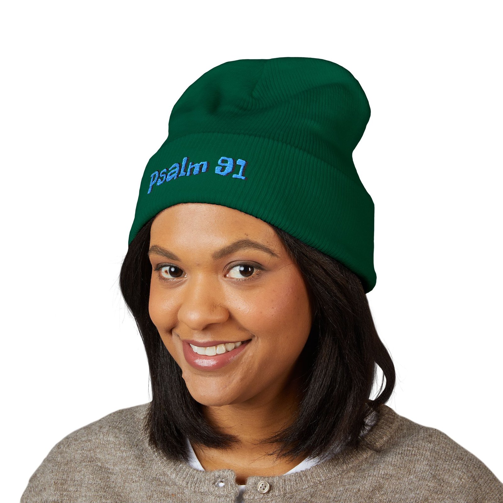 Psalm 91 Embroidered Cuffed Beanie - Image 11