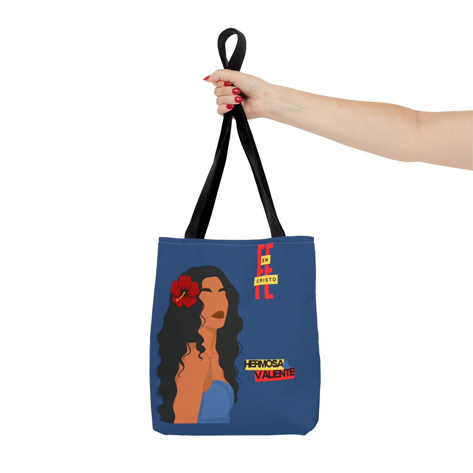 'Fe En Cristo: Hermosa & Valiente' Blue Regatta - Tote Bag - Image 3