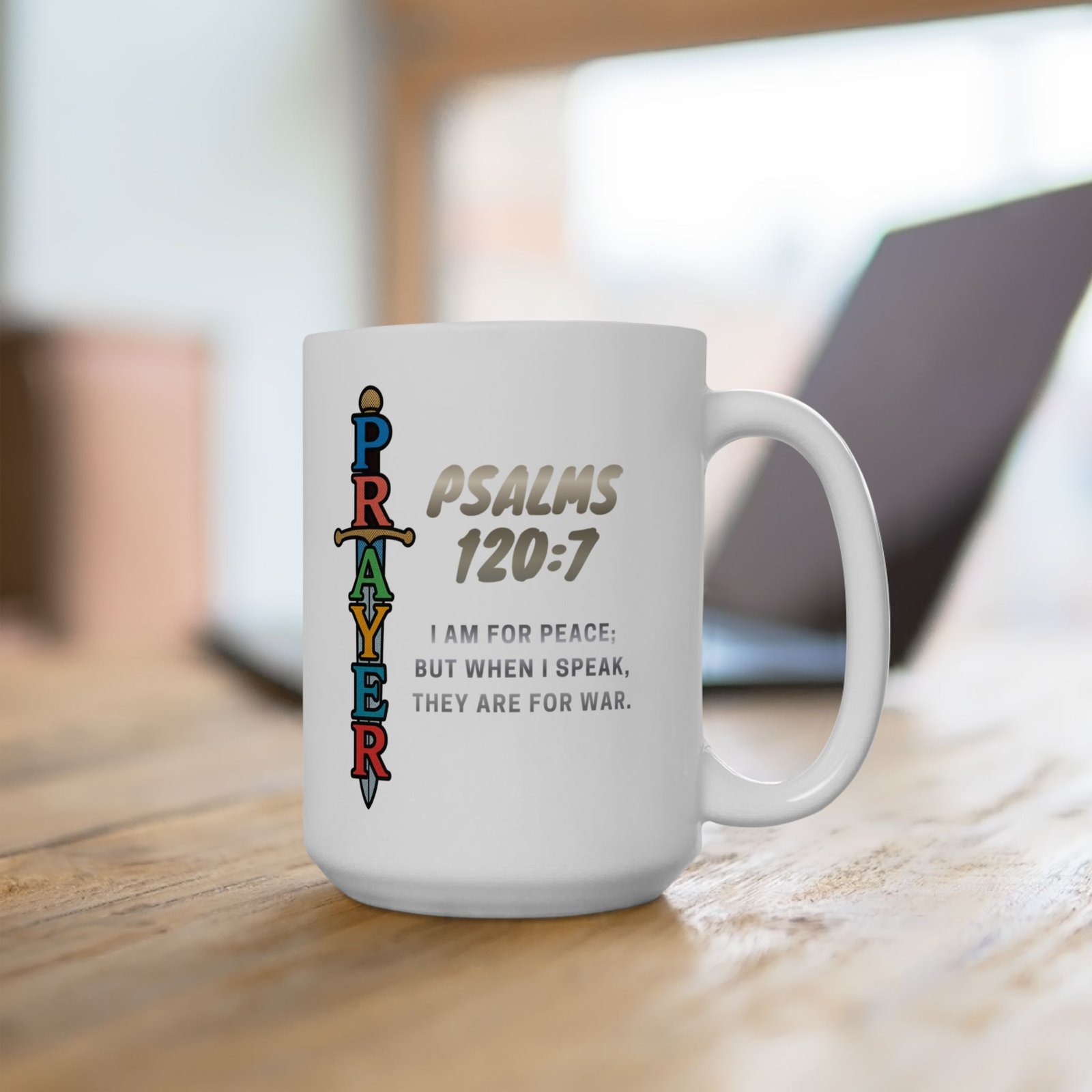 Psalm 120:7: Prayer Sword - Ceramic Mug - Image 7
