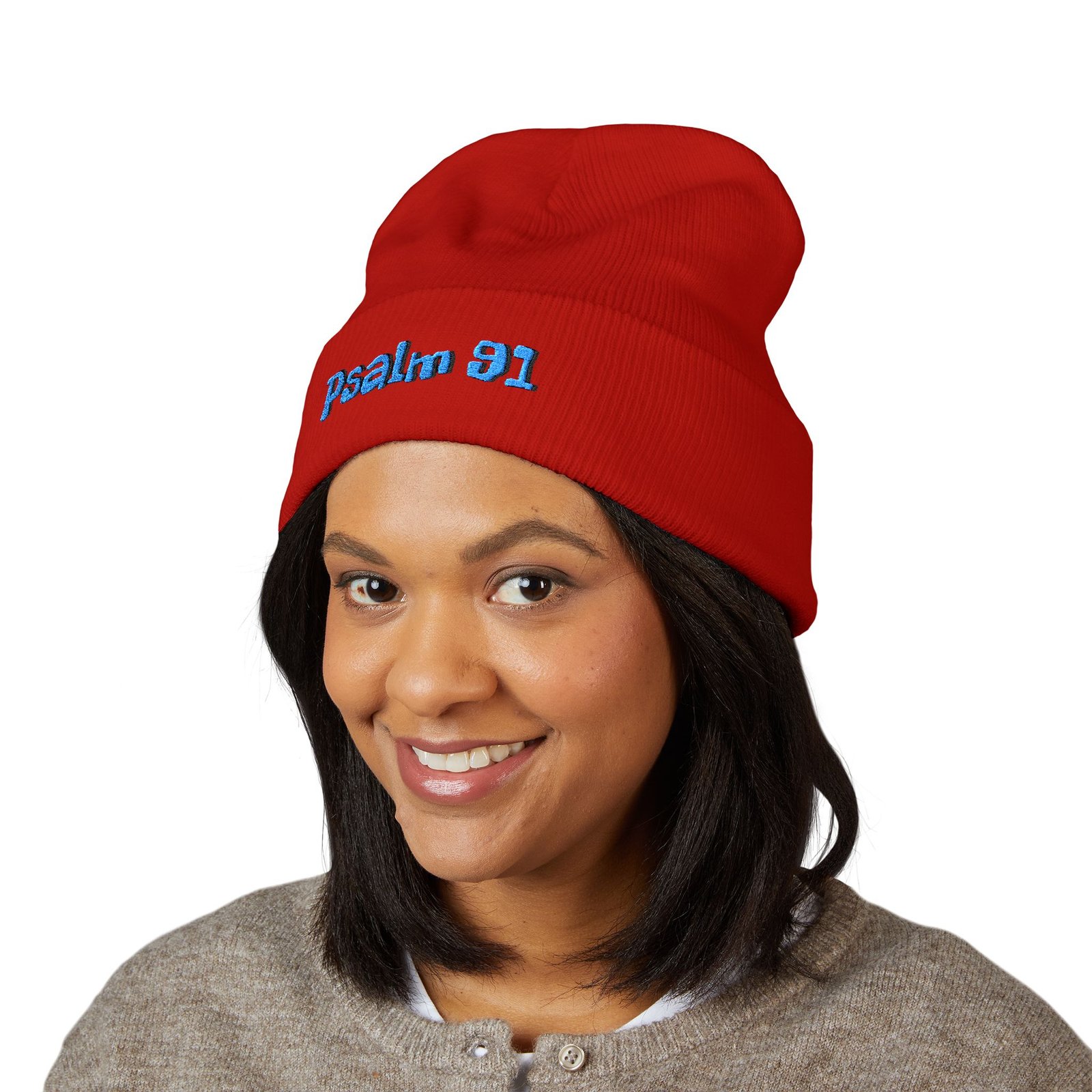 Psalm 91 Embroidered Cuffed Beanie - Image 32