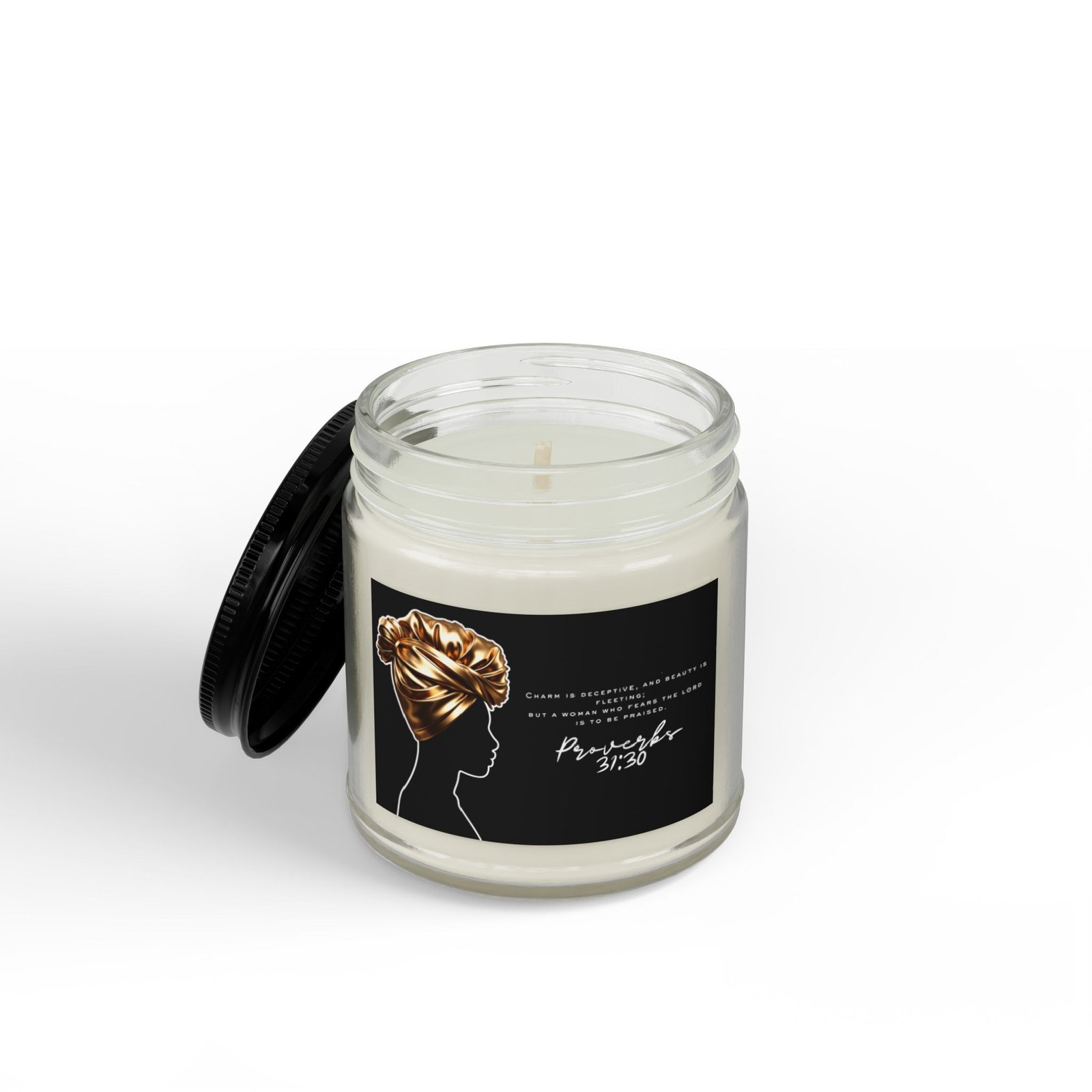 Proverbs 31:30: Gold Headwrap— Soy Candle (4oz & 9oz) - Image 2