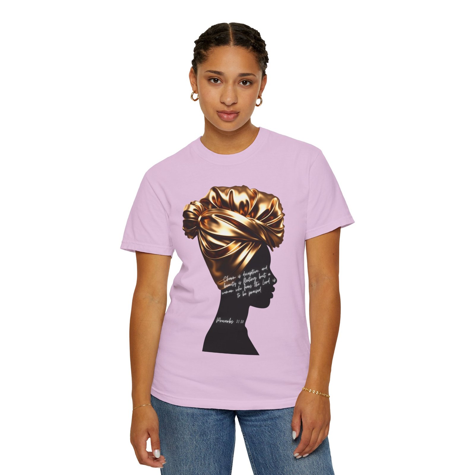 Proverbs 31:30 Gold Headwrap- T-Shirt - Image 14