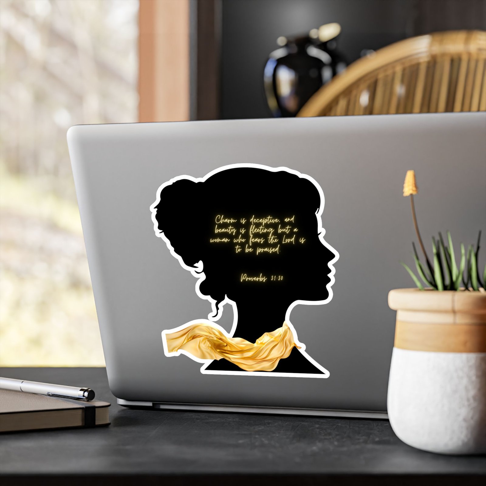 Proverbs 31:30: Gold Scarf— Sticker - Image 16