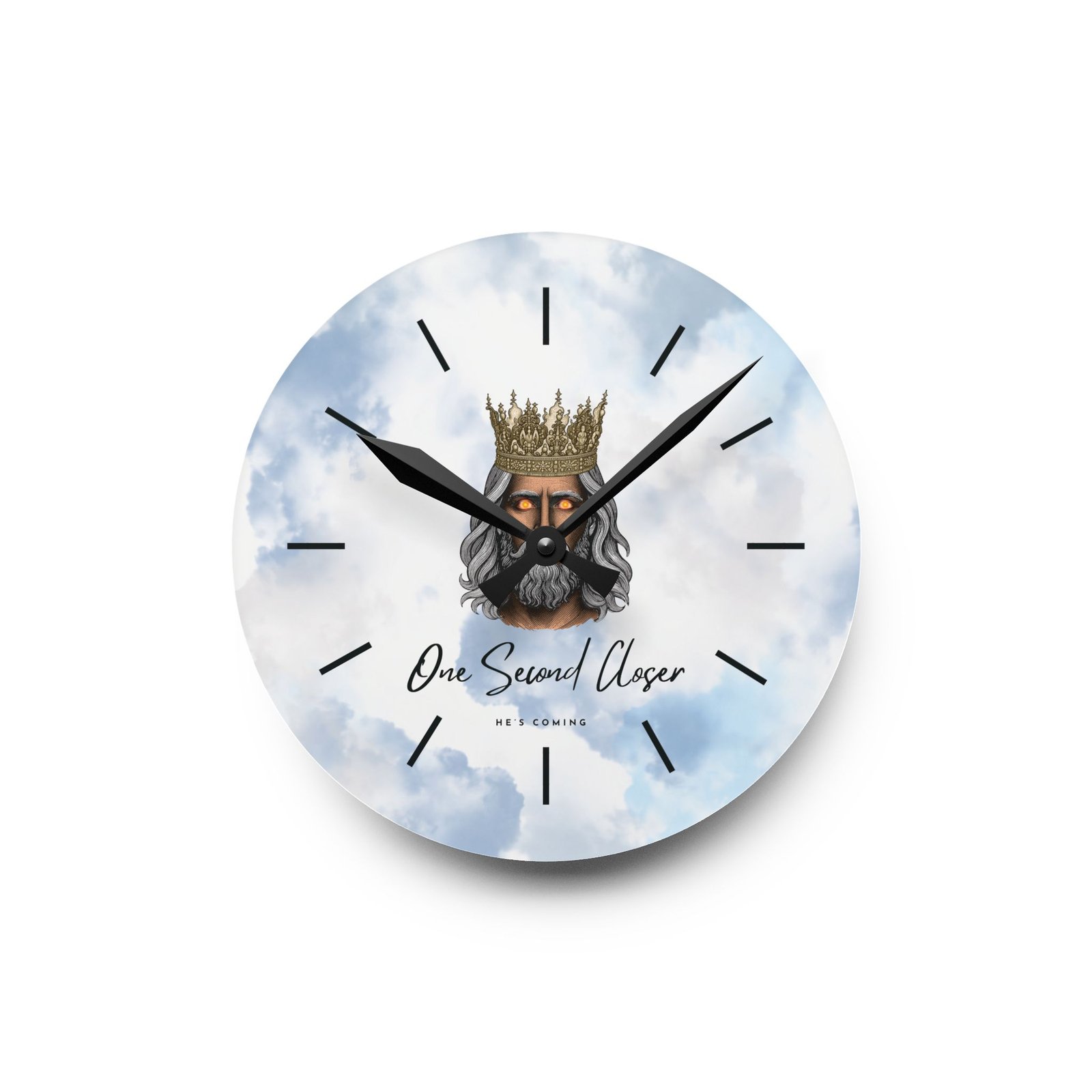 “One Second Closer” King of Kings Blue Cloudscape — Acrylic Wall Clock - Image 6