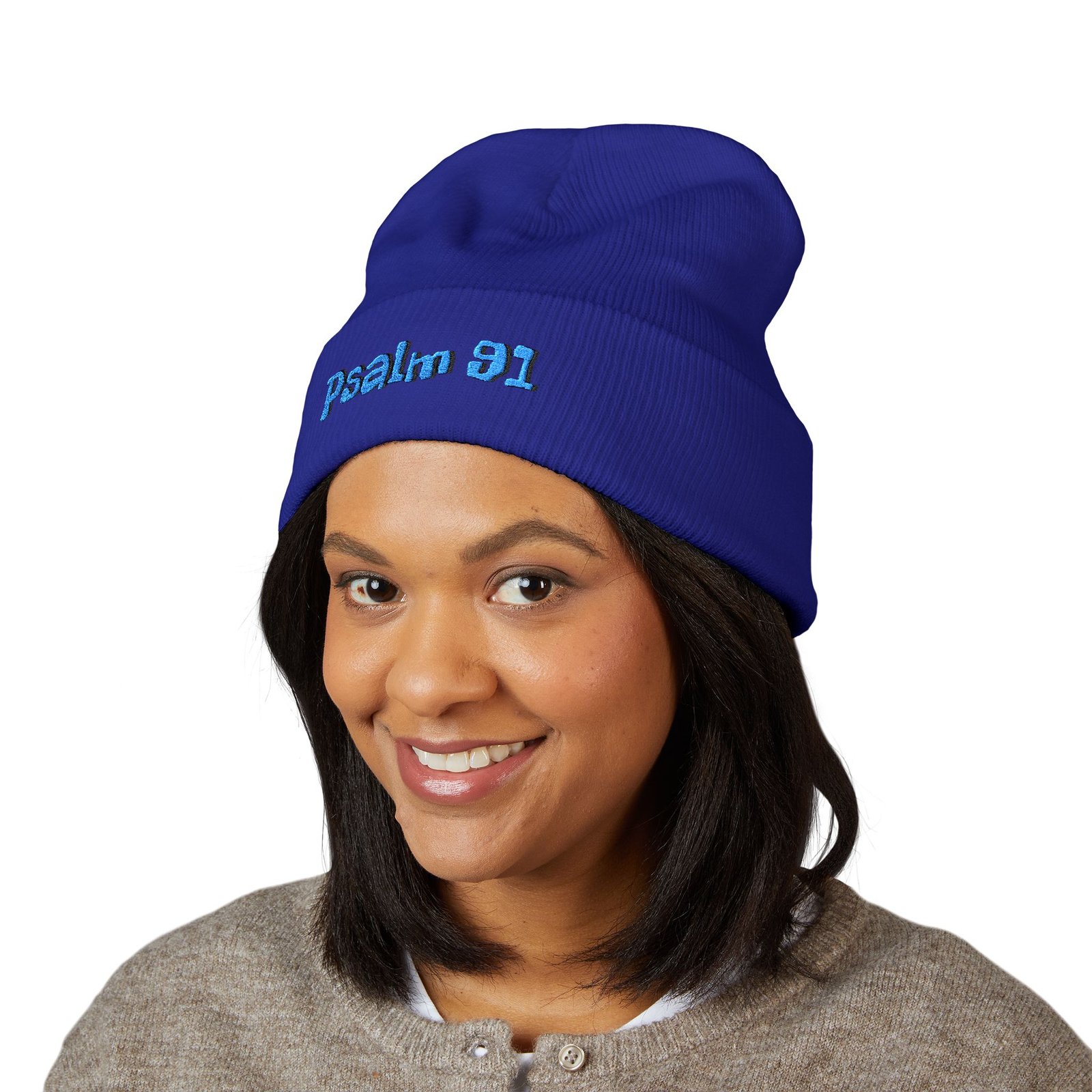 Psalm 91 Embroidered Cuffed Beanie - Image 14