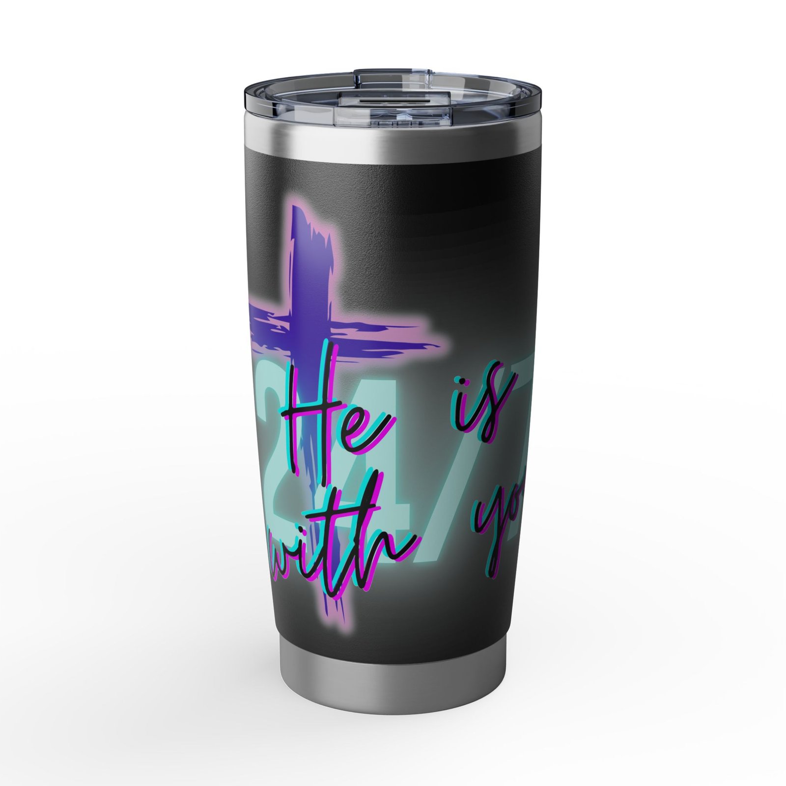 "He Is With You 24/7" - Stainless Steel Tumbler - Image 5