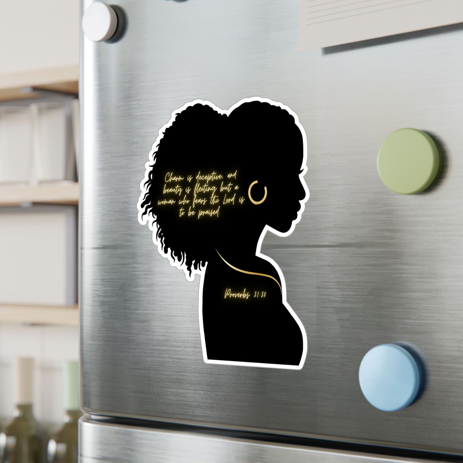 Proverbs 31:30: Gold Earring— Sticker - Image 15