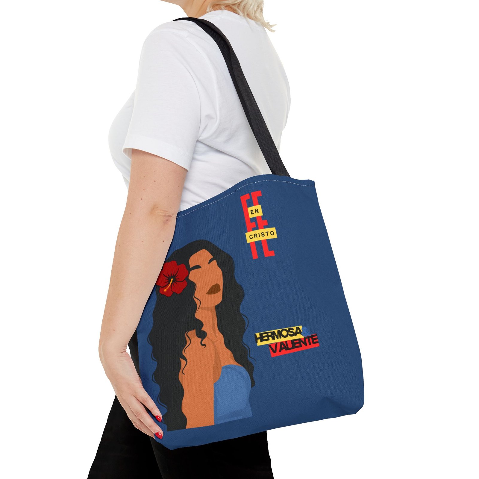 'Fe En Cristo: Hermosa & Valiente' Blue Regatta - Tote Bag - Image 4