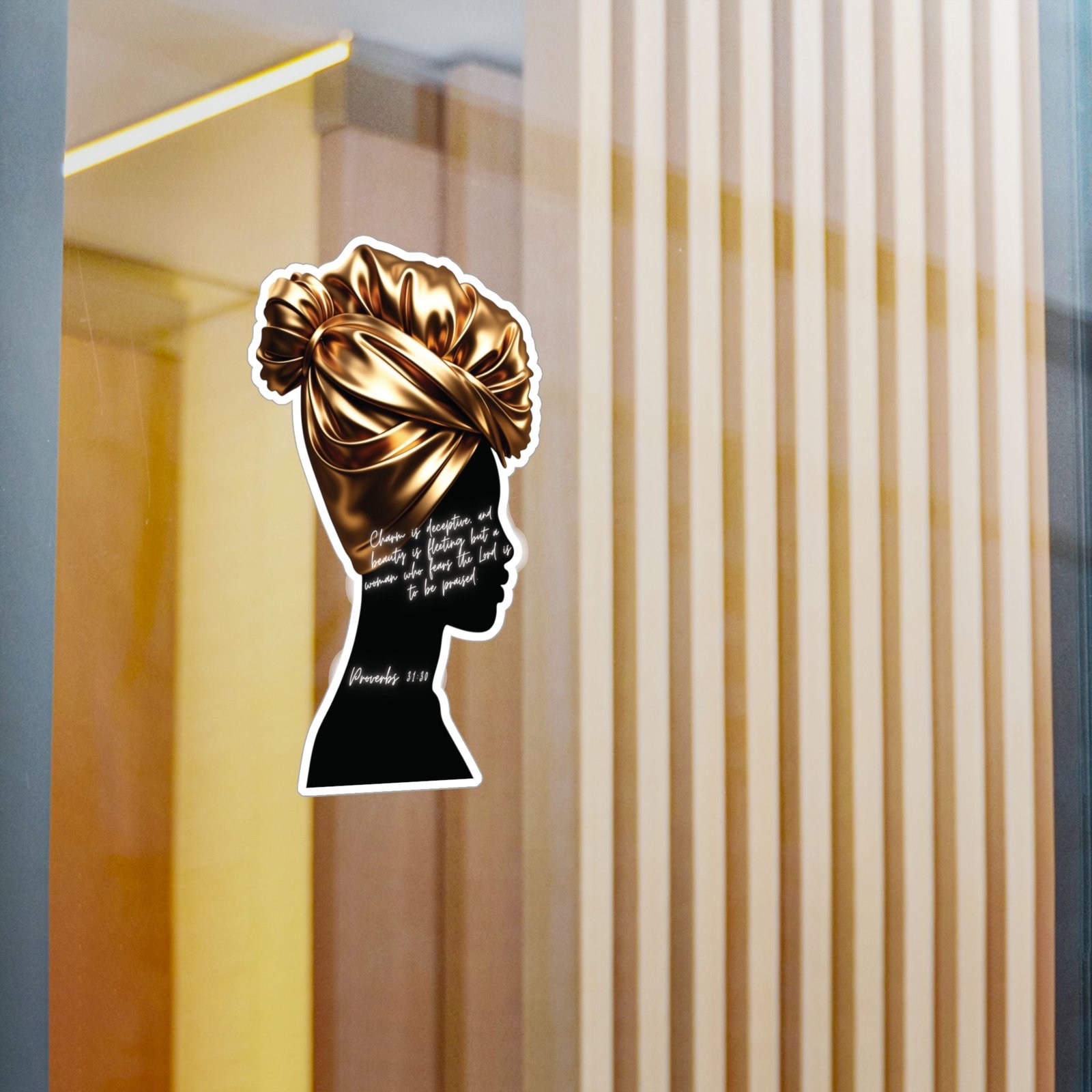 Proverbs 31:30: Gold Headwrap— Sticker - Image 10