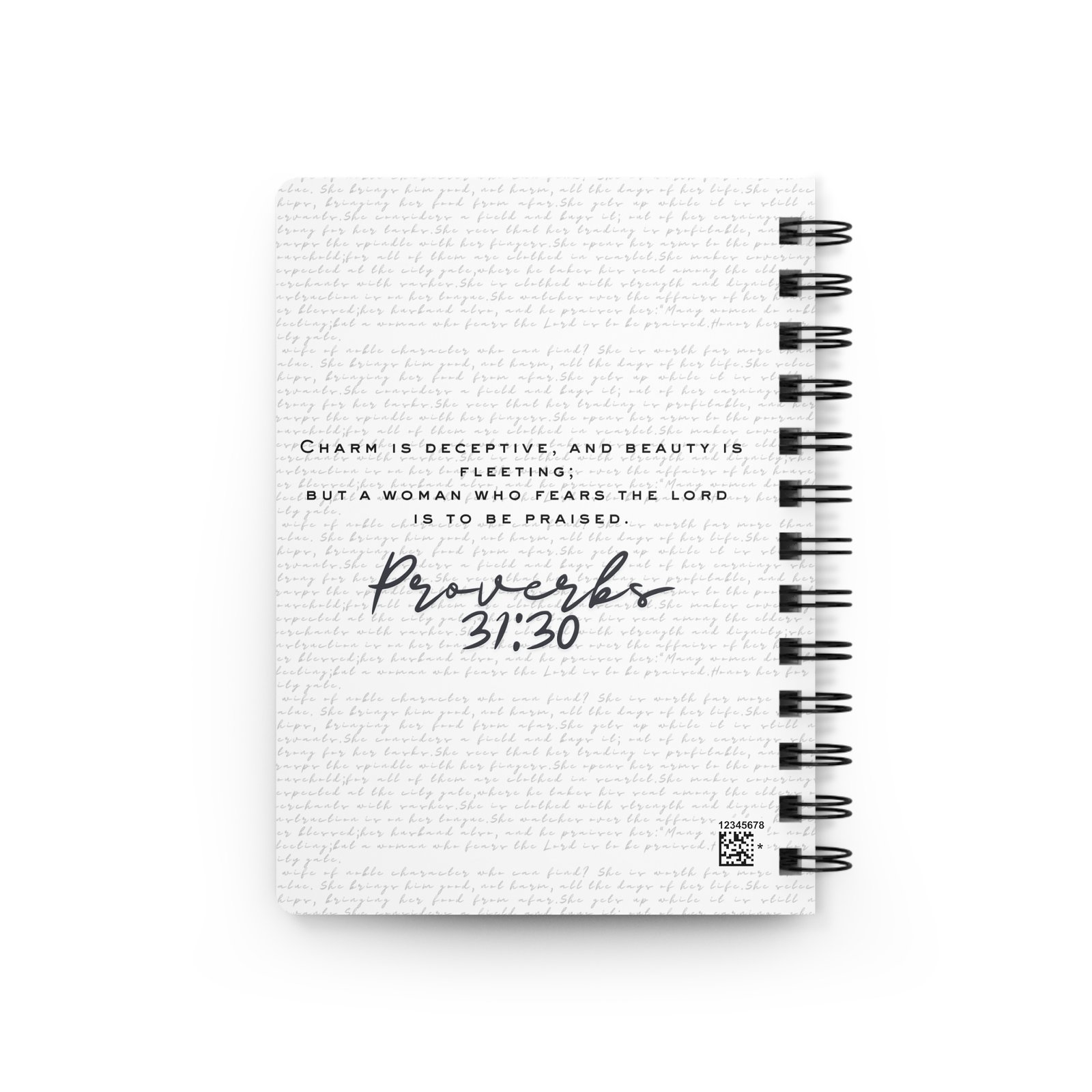 Proverbs 31:30: Gold Earring— Spiral Notebook - Image 2