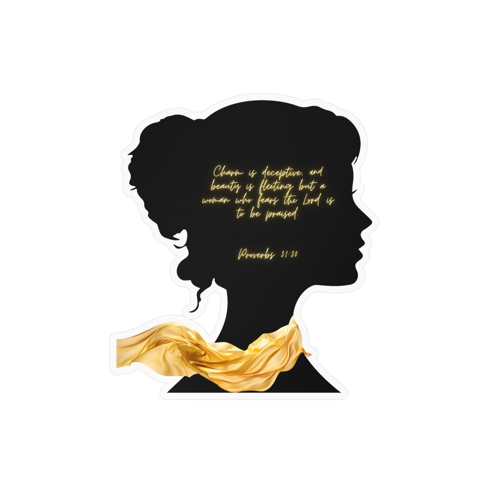 Proverbs 31:30: Gold Scarf— Sticker - Image 9