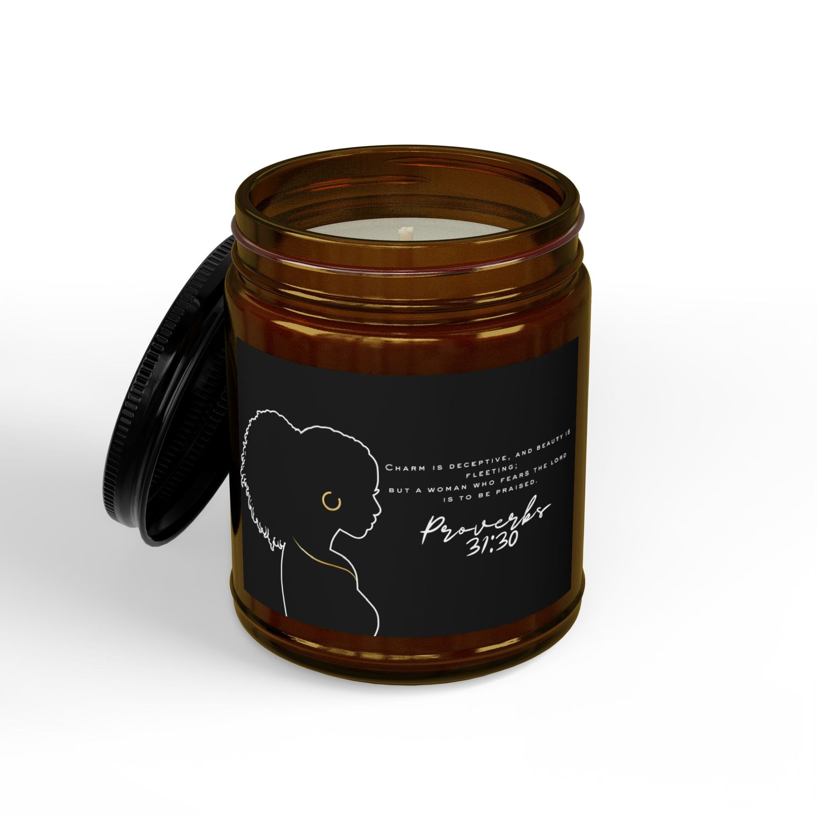 Proverbs 31:30: Gold Earring— Soy Candle (4oz & 9oz) - Image 6