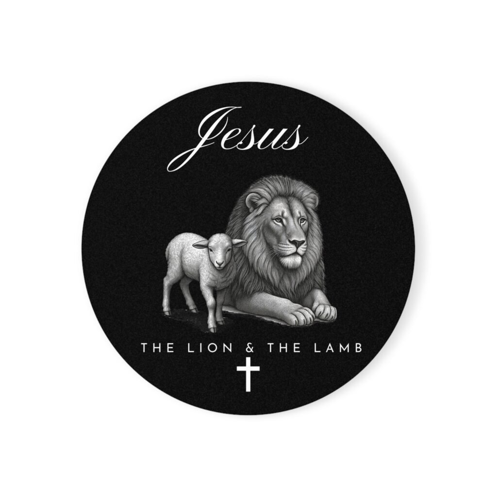 “Jesus: The Lion & The Lamb”- Cork Coaster