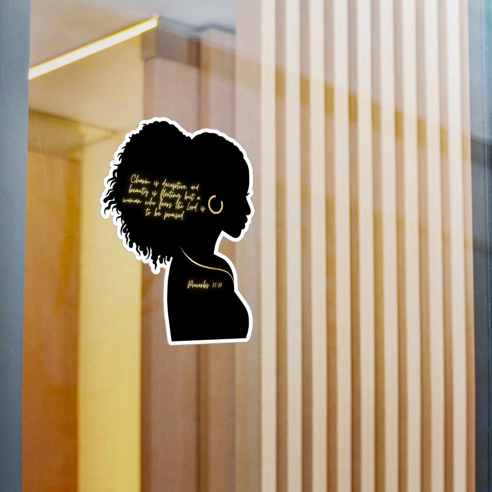 Proverbs 31:30: Gold Earring— Sticker - Image 10